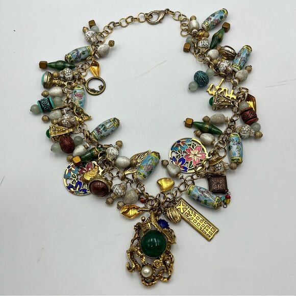 Vintage dragon 1960s handmade chunky charm Statement pendant Necklace - Picture 16 of 16